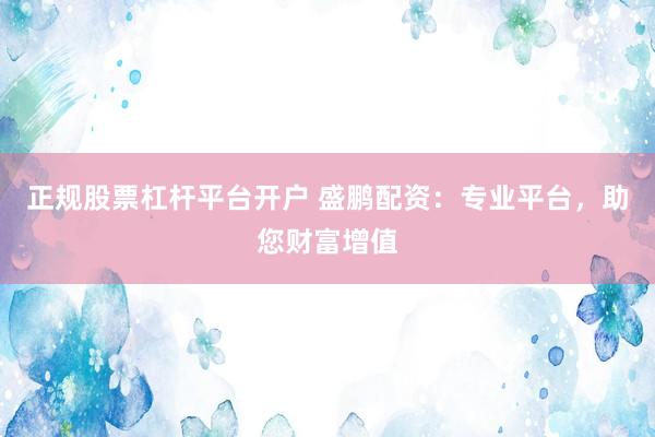 正规股票杠杆平台开户 盛鹏配资：专业平台，助您财富增值