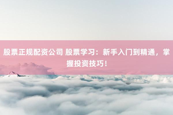 股票正规配资公司 股票学习：新手入门到精通，掌握投资技巧！