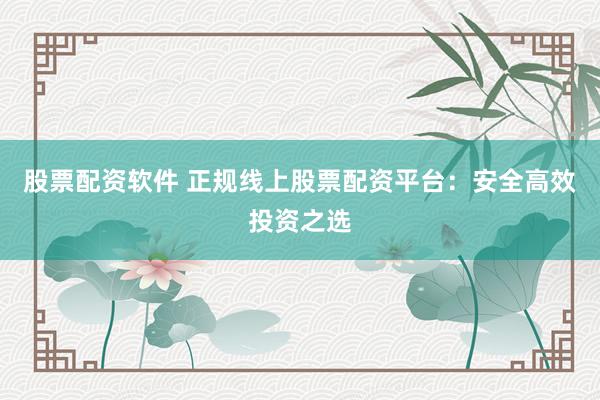 股票配资软件 正规线上股票配资平台：安全高效投资之选