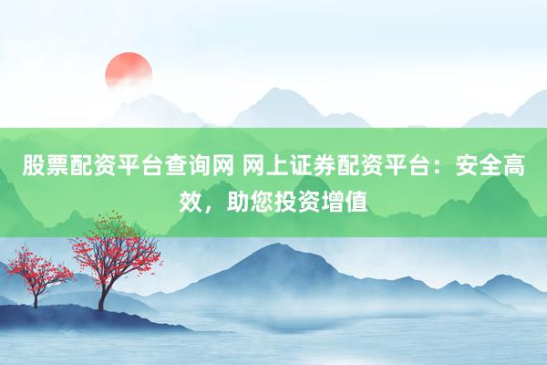 股票配资平台查询网 网上证券配资平台：安全高效，助您投资增值