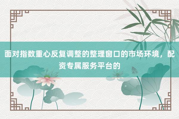 面对指数重心反复调整的整理窗口的市场环境，配资专属服务平台的
